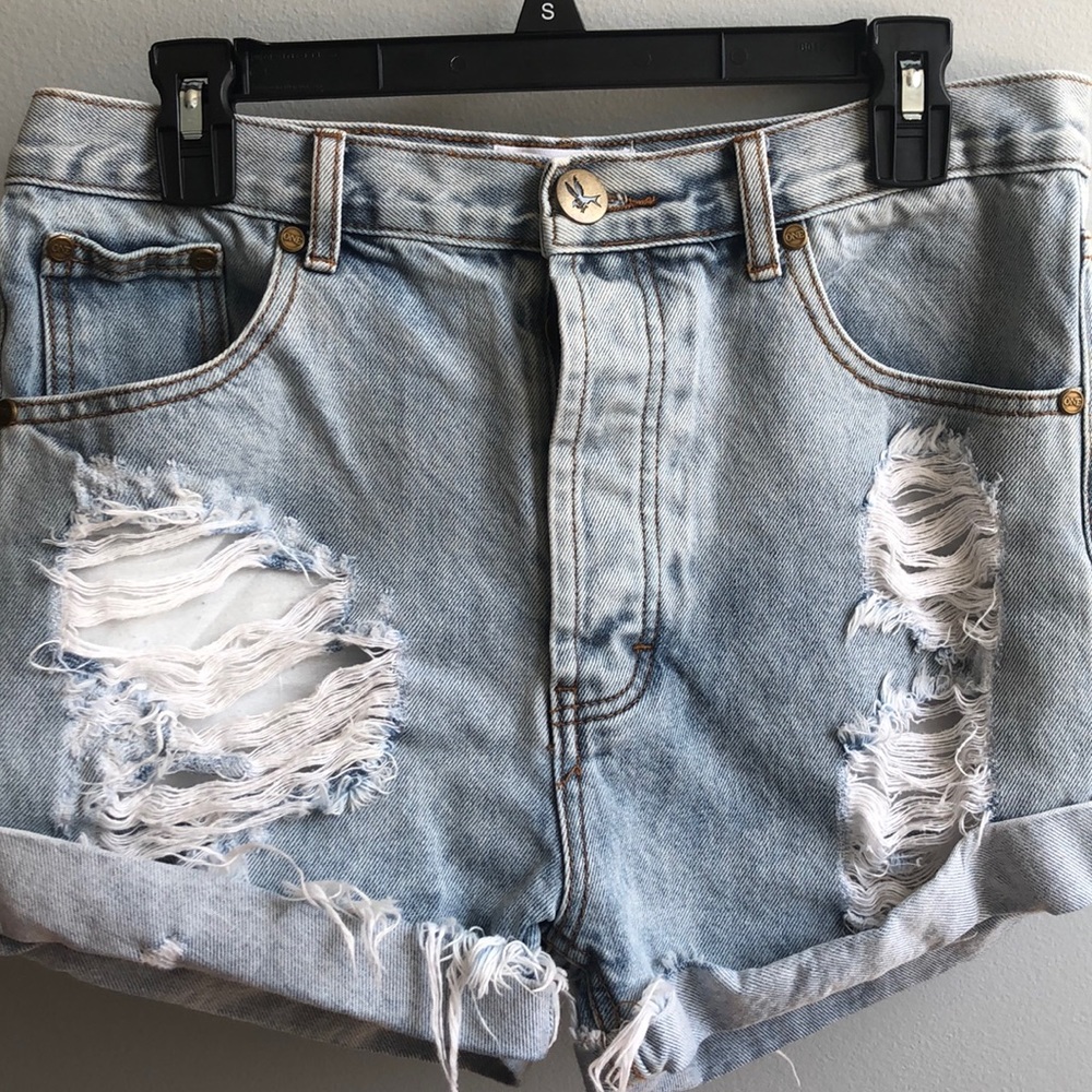 One teaspoon outlaw whiskey denim ripped shorts